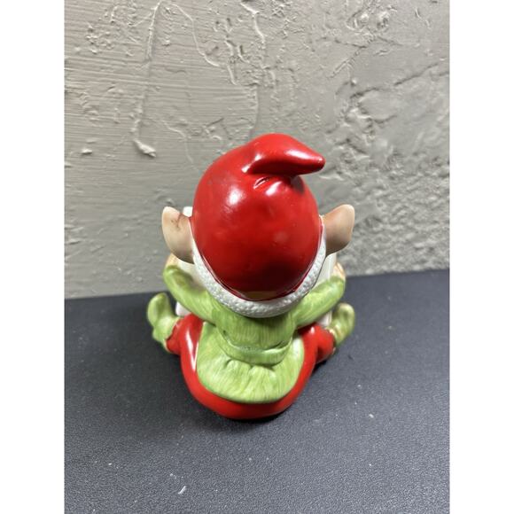 Vtg Christmas Elf Reading Book HOMCO Ceramic Figure - Picture 3 of 7